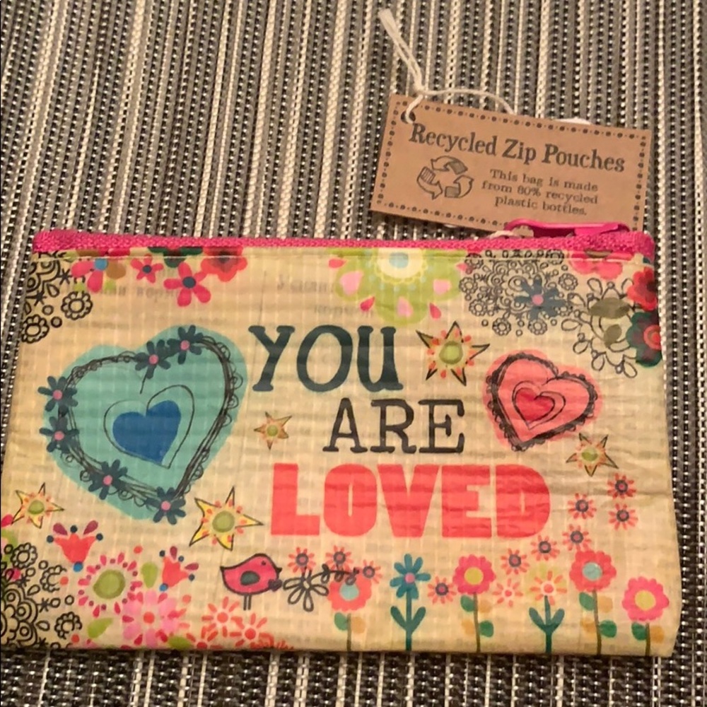 Recycled zip pouch coin purse